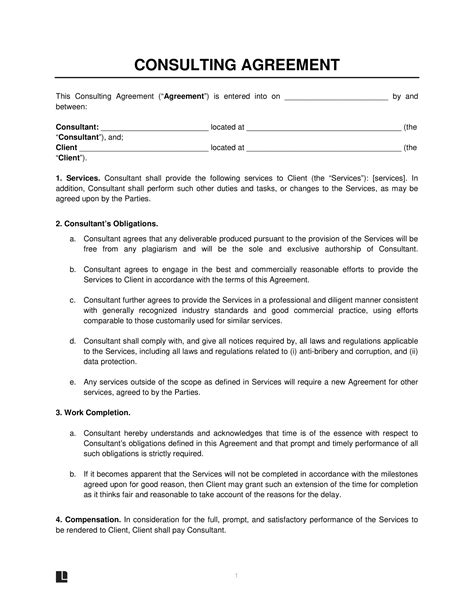 Template For Consulting Agreement