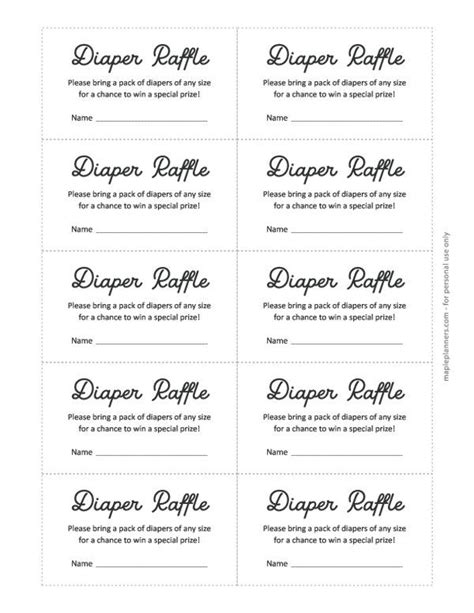 Template For Diaper Raffle Tickets