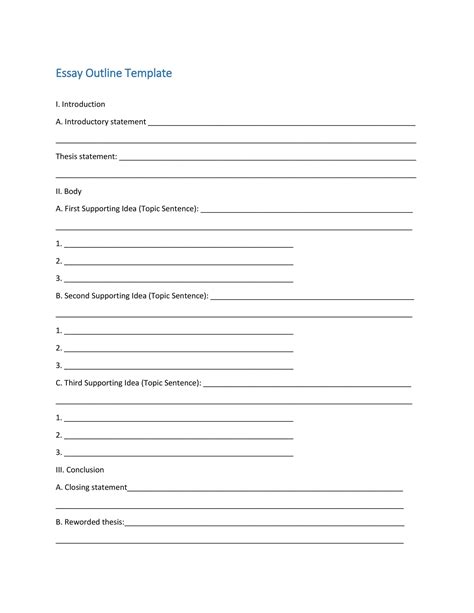 Template For Essay Outline