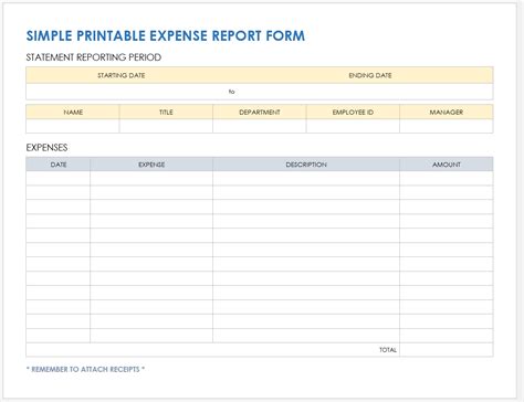 Template For Expense Report