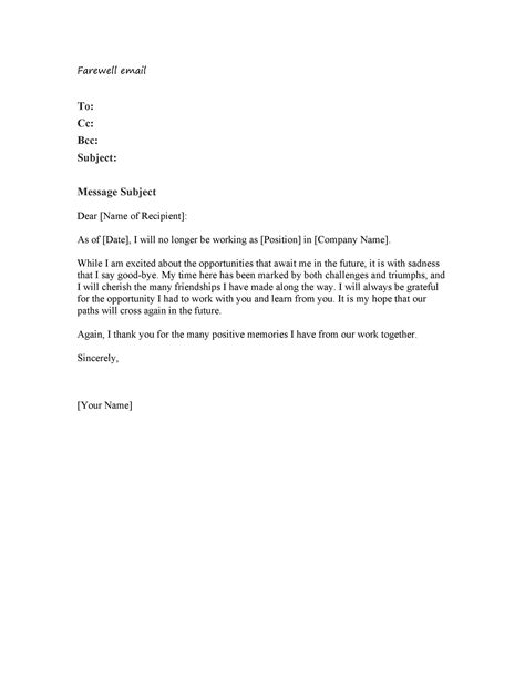 Template For Farewell Email