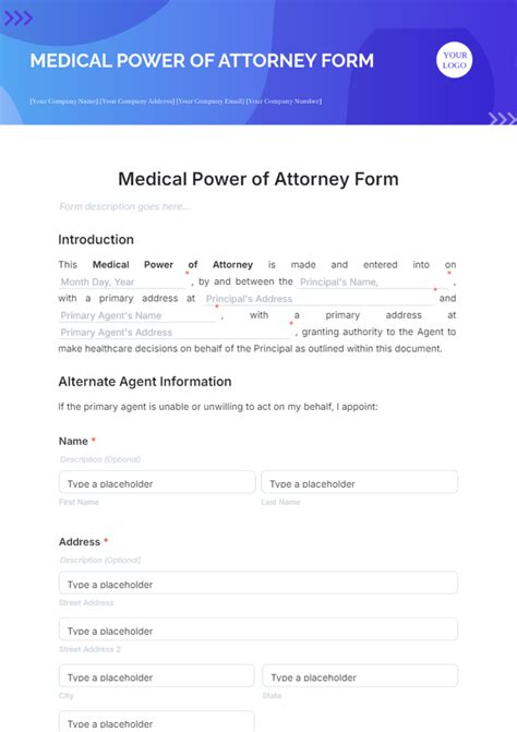 Template For Medical Power Of Attorney