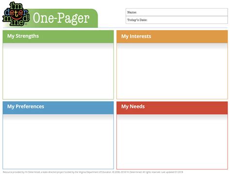 Template For One Pager