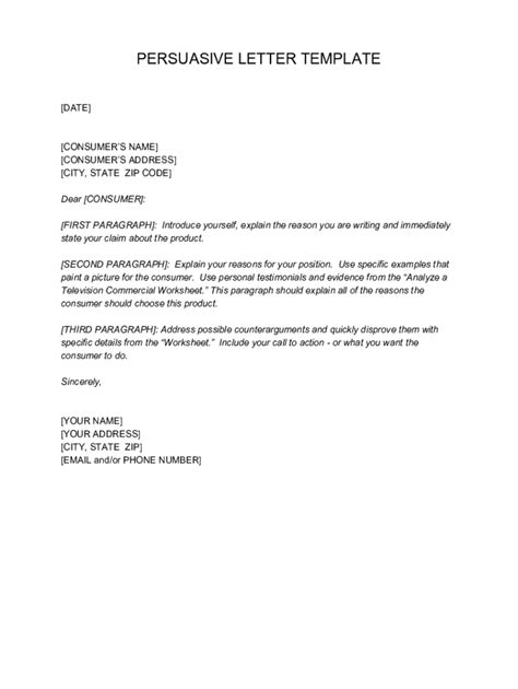 Template For Persuasive Letter