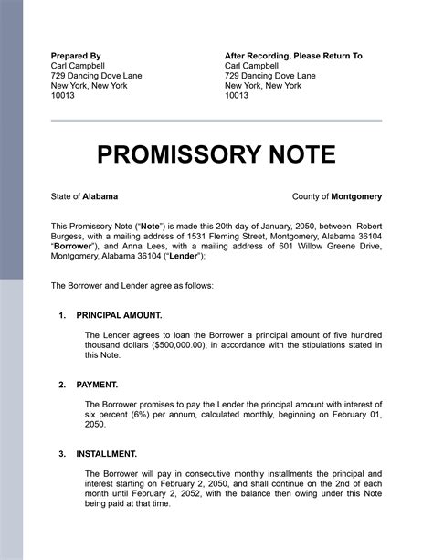 Template For Promissory Note