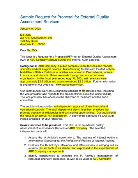 Template For Request For Proposal