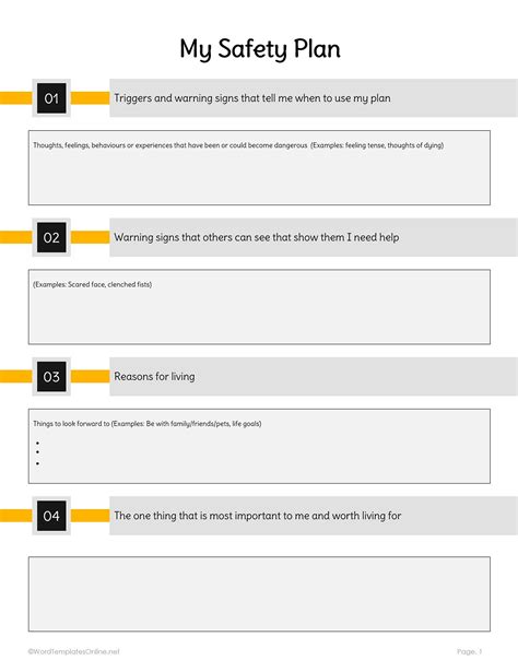 Template For Safety Plan