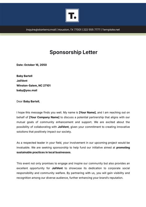 Template For Sponsorship Letter