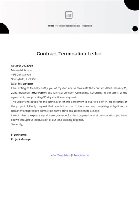 Template For Terminating A Contract