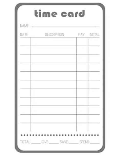 Template For Time Card