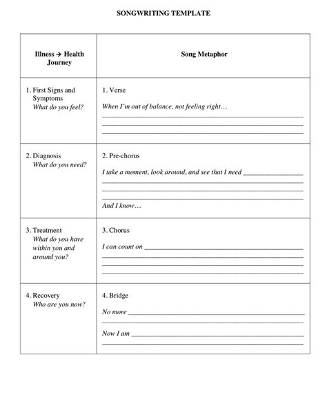 Template For Writing A Song