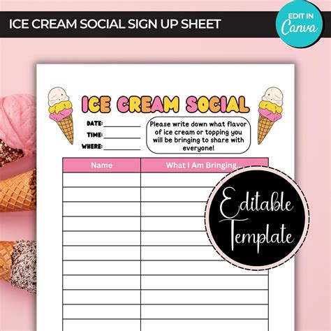 Template Ice Cream Sign Up Sheet