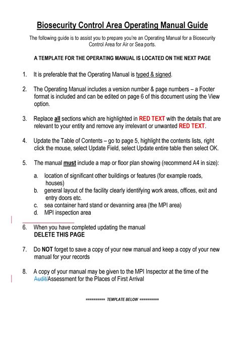 Template Instruction Manual