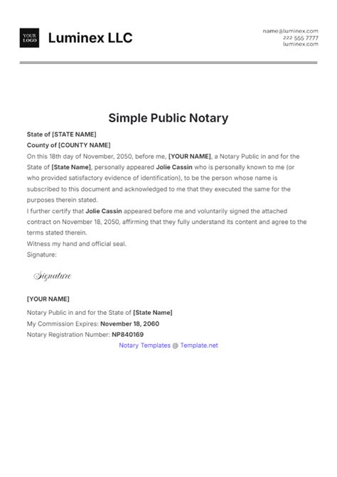 Template Notary Public