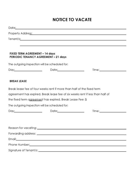 Template Of Notice To Vacate