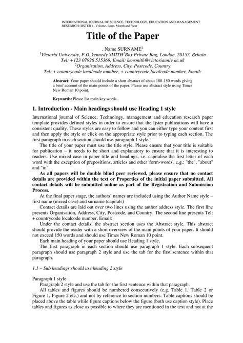 Template Of Research Paper