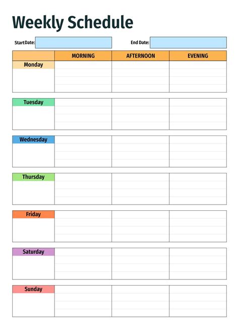 Template Of Schedule