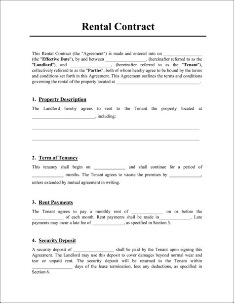 Template Rental Contract