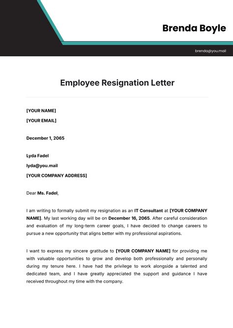 Template Resignation Letter