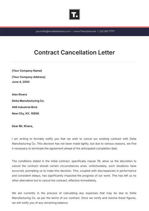 Template To Cancel A Contract