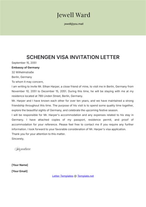 Template Visa Invitation Letter