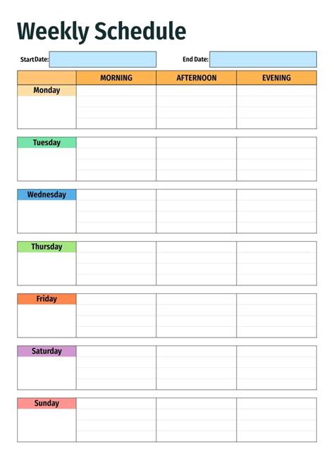 Template Weekly Calendar