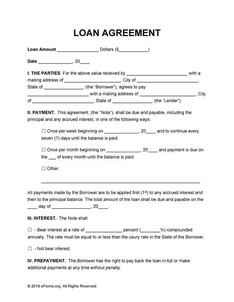 Templates For Loan Agreements