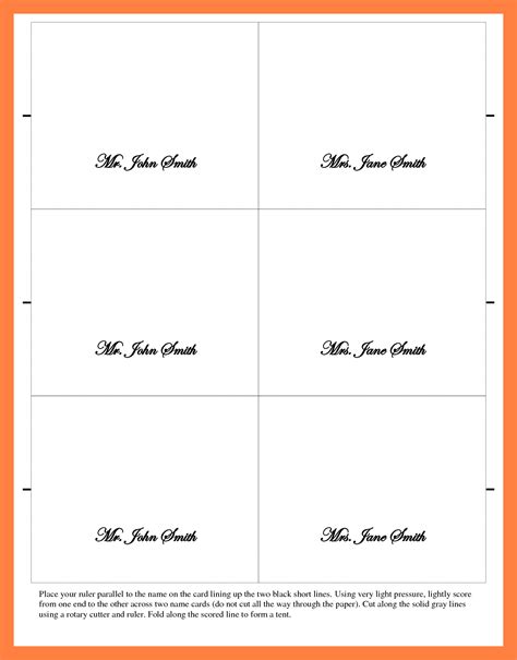 Templates For Place Cards Microsoft Word