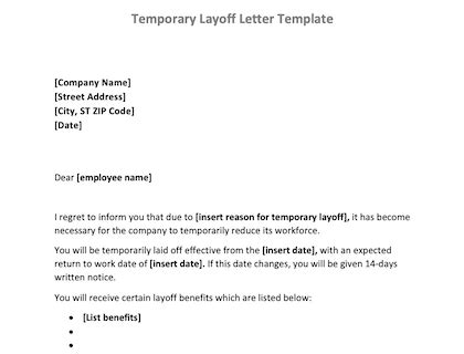 Temporary Layoff Letter Template