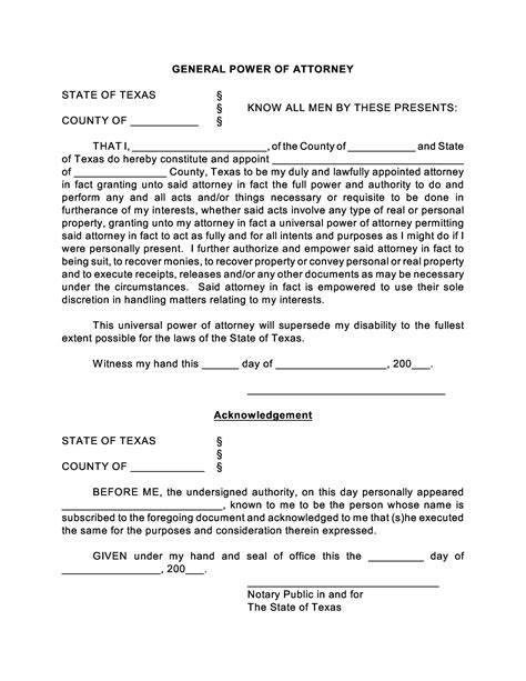 Temporary Power Of Attorney Template