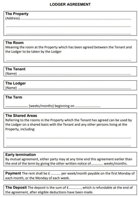 Tenancy Agreement Template Lodger