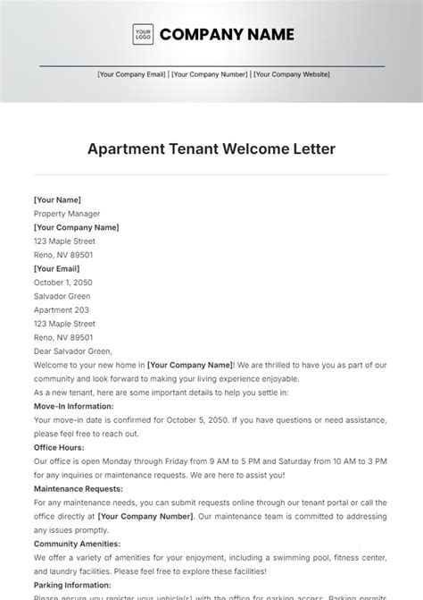 Tenant Letter Template