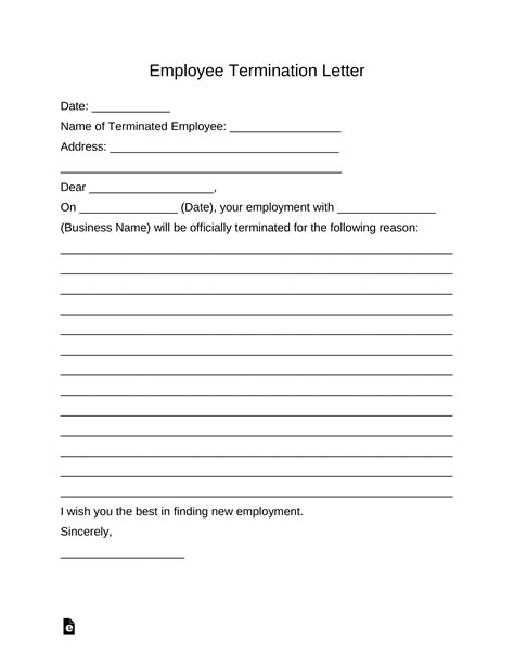 Termination Form Template Free
