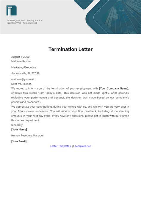 Termination Template Letter