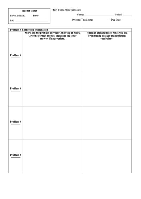 Test Corrections Template