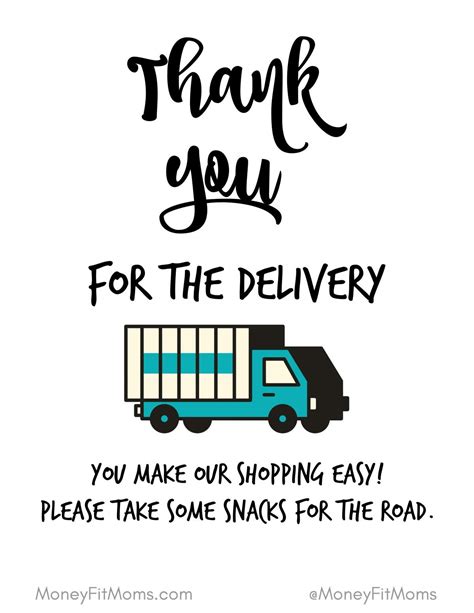 Thank You Delivery Drivers Sign Printable Free