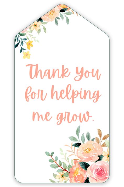 Thank You For Helping Me Grow Free Printable Card