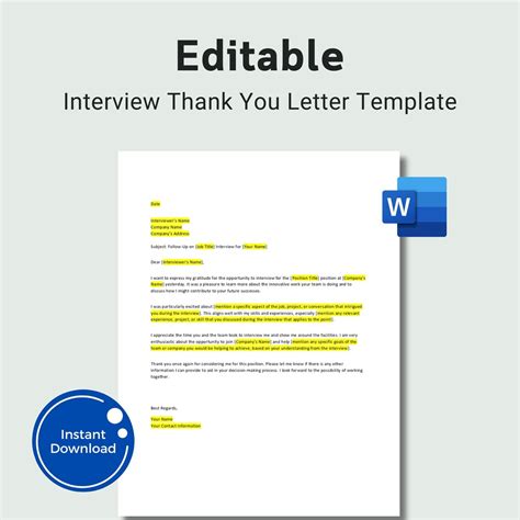 Thank You For Interview Letter Template