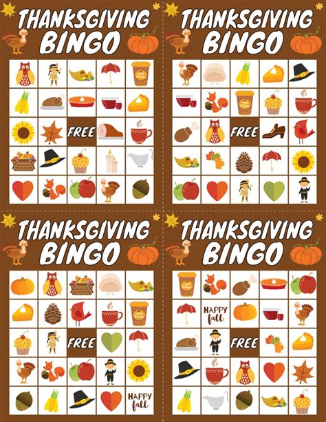 Thanksgiving Bingo Cards Printable Free