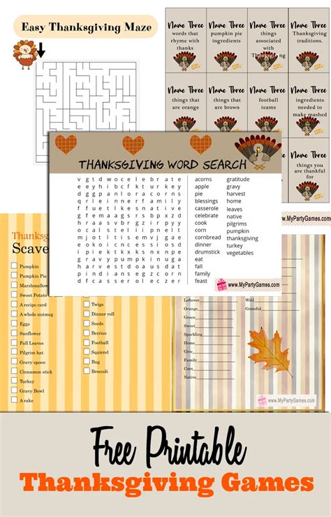 Thanksgiving Game Printables
