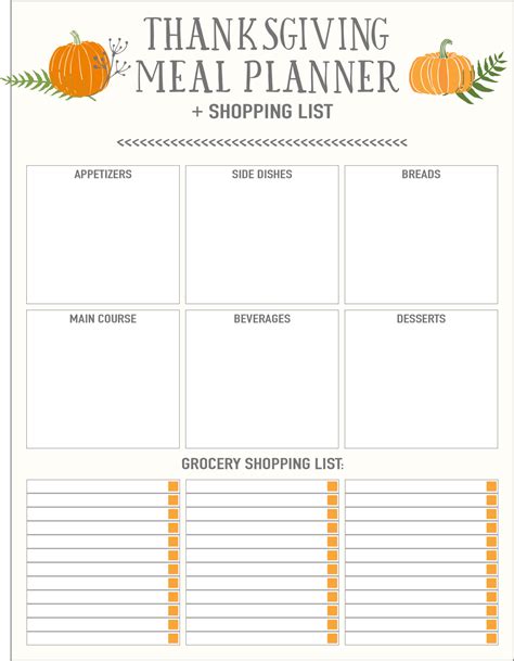 Thanksgiving List Template