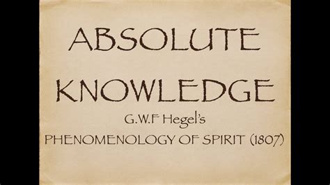 The Knowledge Of The Absolute
