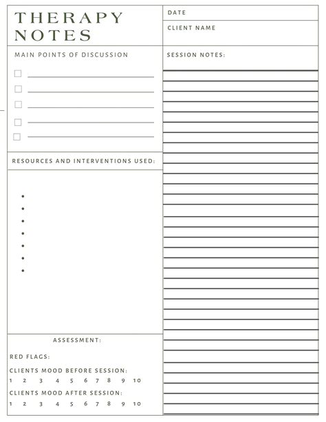 Therapist Note Template