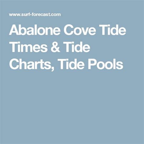 Tide Chart Abalone Cove
