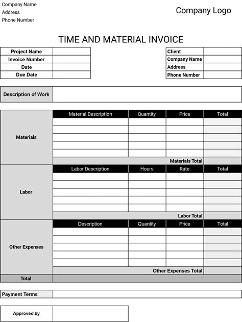 Time And Material Billing Template