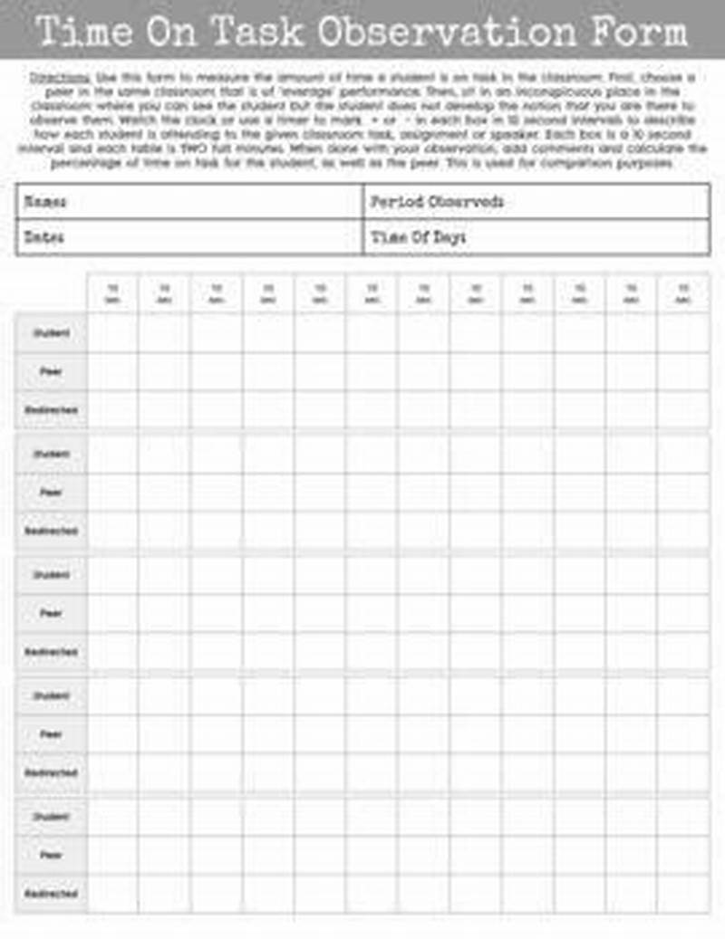 Time On Task Observation Form
