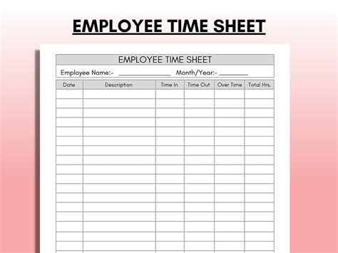 Time Sheet Printable