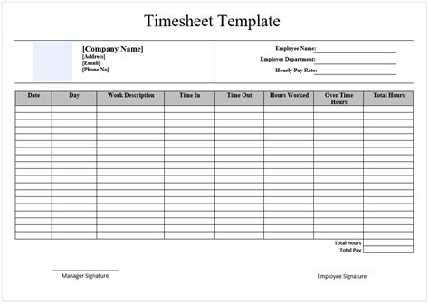 Time Sheet Word Template