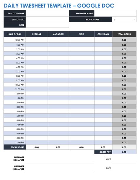 Timesheet Google Template