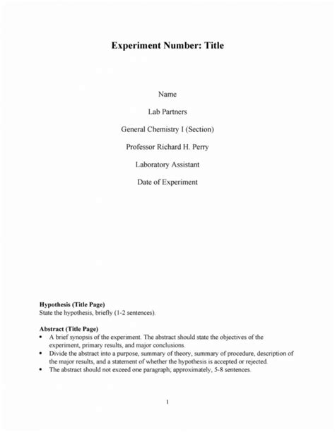 Title Page Lab Report Template